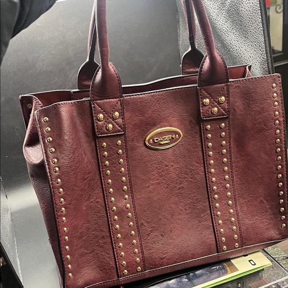 Burgundy Studded Women's Bag - Picture 6 of 6